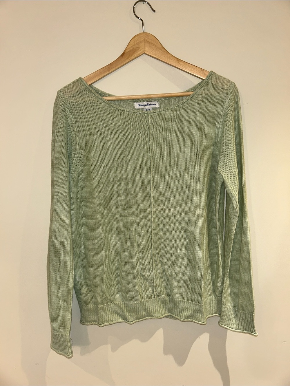 Tommy Bahama Light Sage Green Scoop Neck Long Sleeve Top